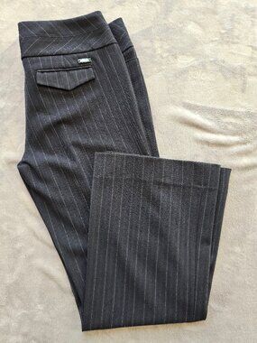 Express Design Studio Editor Mid-Rise Bootcut Dress Pants Navy Pinstripe sz8